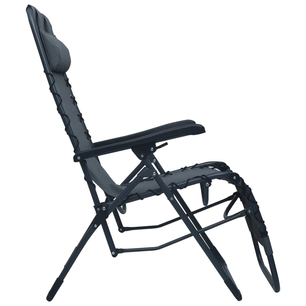 Folding Lounge Chair Grey Textilene