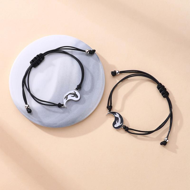 Браслет Инь и Ян для женщин и мужчин, национальность, эмаль, тайцзи, сплетни, рыба, плетеный, дружба, пара, браслет