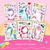 6/12Sheets Unicorn Funny Assemble Stickers Make A Face Game Toy Girls Unicorn Birthday Party Decor Supplies Gifts for Guests