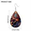 Fashion Color PU Faux Leather Earrings for Women Double-sided Print Abstract Flower Leather Pattern Tears Earrings Elegant Trendy Earrings Jewelry