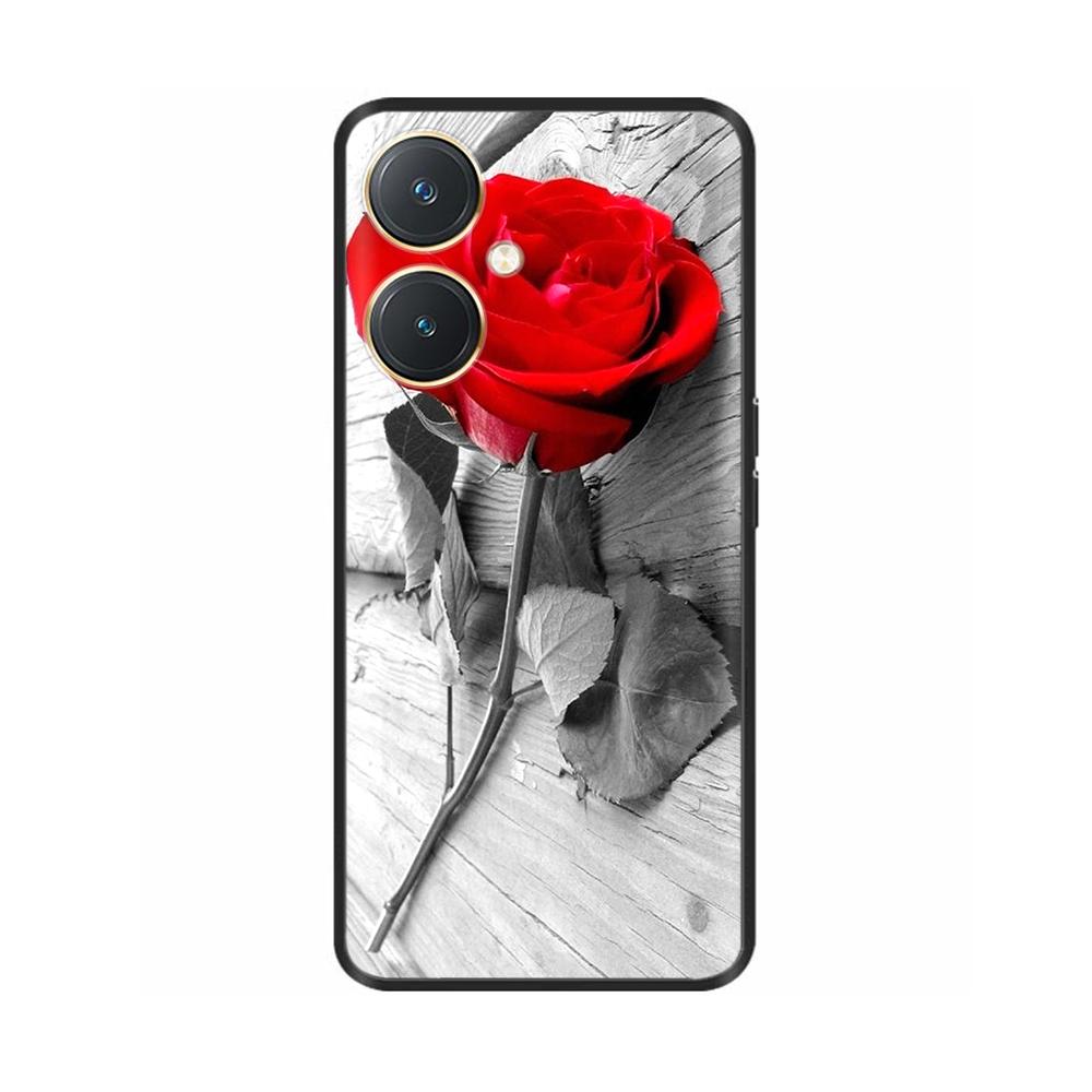 Чехол для Vivo Y27 Y27s Модные Цветы Черный Мягкий Силиконовый Ударопрочный TPU Чехол для Телефона Funda для Vivo Y27 Y 27 Бампер V2249