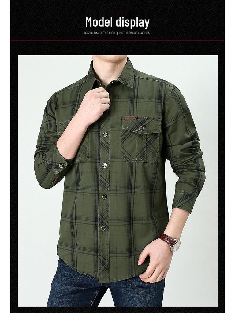 2024 Men's Winter Fleece-Lined Plaid Shirt – Plus Size, Long Sleeve, Casual Cotton Trendy Shirt