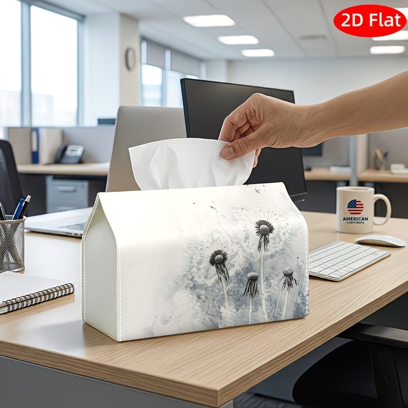 2D Flat, 1pc Tissue Box, Printed on Both Sides, Modern Chinoiserie Vintage Artistic Tissue Box Elephant Landscape Scene Print Durable Polyester Fabric