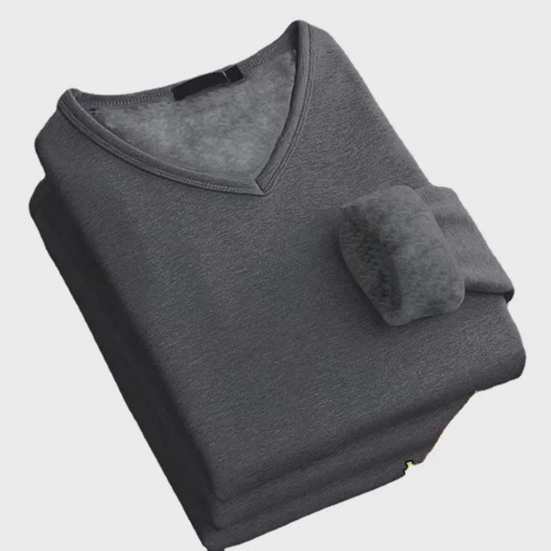 Мужская зимняя термобельё 2024 года из утеплённого бархата — большой размер, можно носить как верхнюю одежду