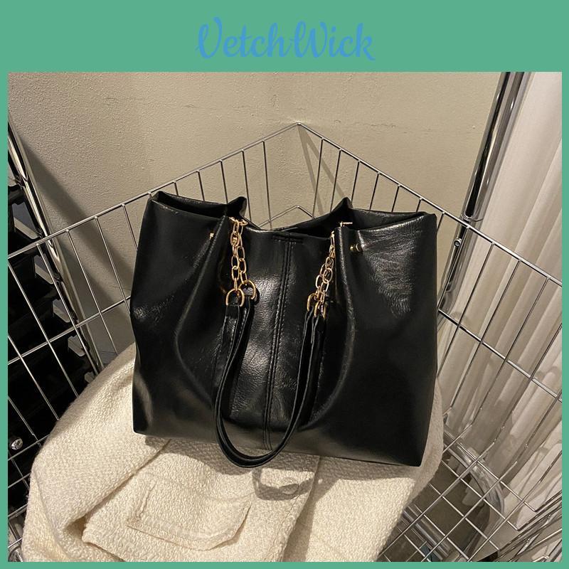 Womens Oversized Tote Bag Pu Material With Chain Detail For Casual Outings