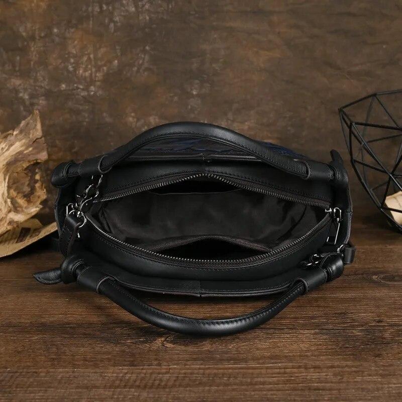 Johnature Ретро-сумка ручной работы из натуральной кожи с тиснением, женская сумка, универсальные сумки из воловьей кожи на плечо и через плечо