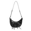 2024 New Fashion Oil Wax Leather Horn Bag Motorcycle Crossbody Bag for Women Niche Design Lazy Dumpling Single Shoulder Underarm Bag