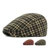 Осень Зима Клетчатый Берет Мужской Кепка с Козырьком Женский Британский Ретро Прогрессивный Кепка Кепка Художника