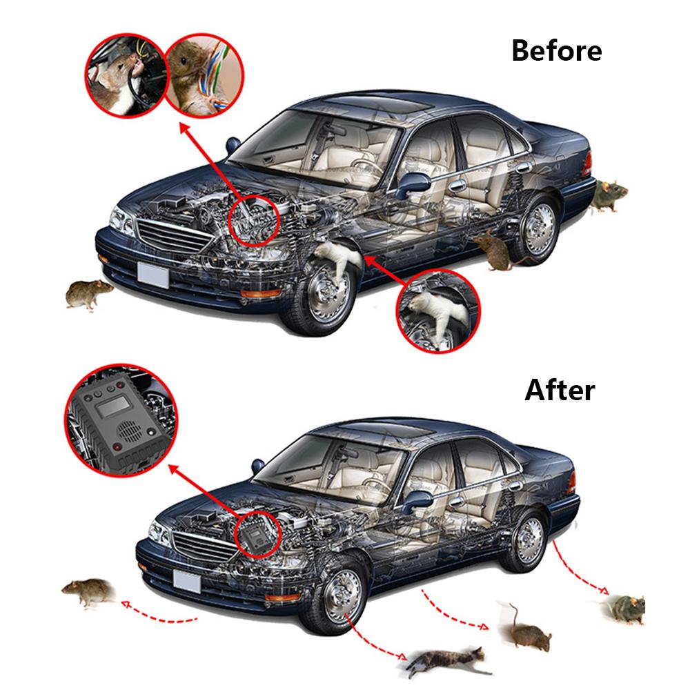 Автомобильный ультразвуковой отпугиватель мышей с ультразвуком и светодиодными стробоскопами
