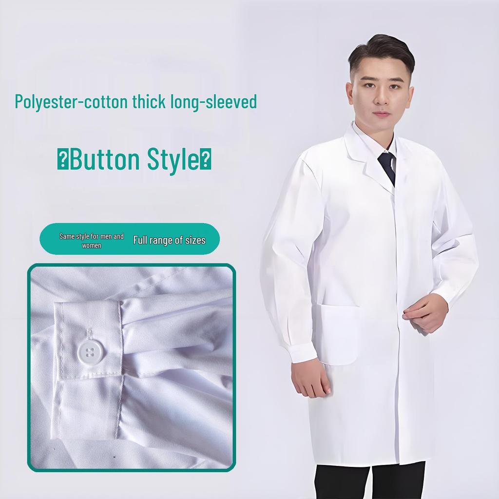 Женский белый халат с длинным рукавом для медицинского, сестринского и лабораторного использования