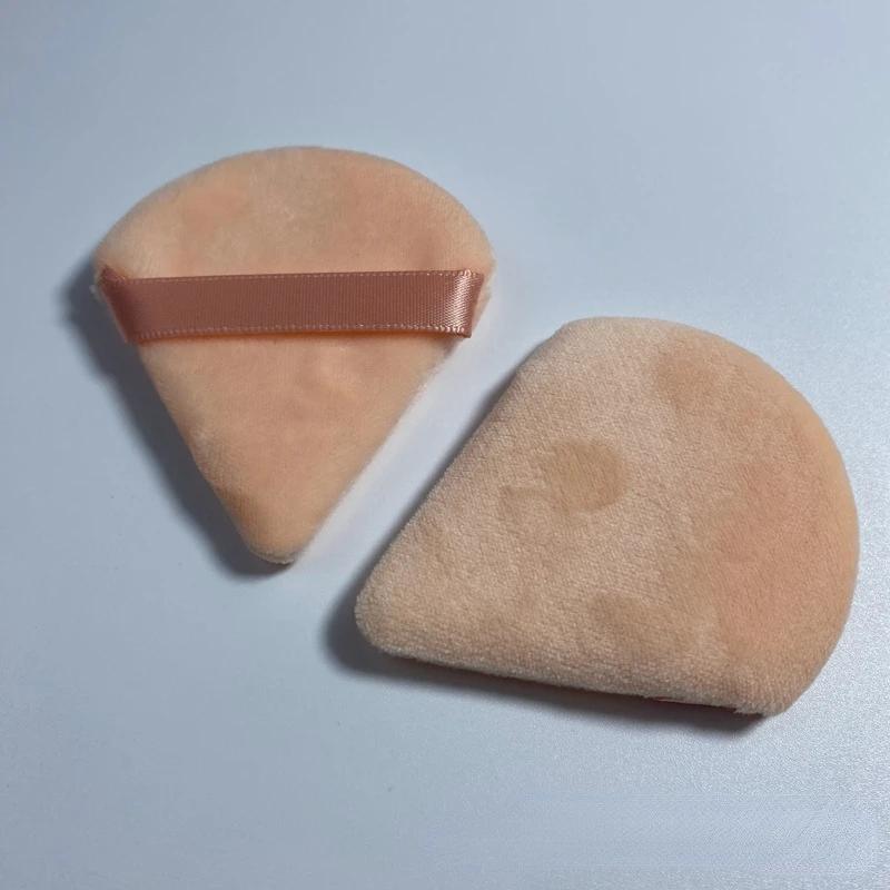 1pc Velvet Triangle Shaped Powder Puff Wet Dry Used Washable Soft Makeup Sponge Tool For Foundation Powder Blusher