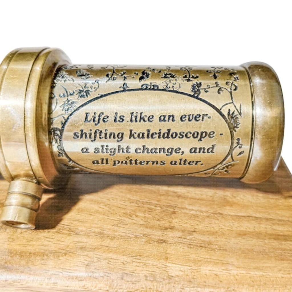 Personalized Classic Kaleidoscope, Brass Kaleidoscope with Wood Box Kids Toy, Engraved Wedding Gift, Creative Custom Gift Idea (3 Finishes)