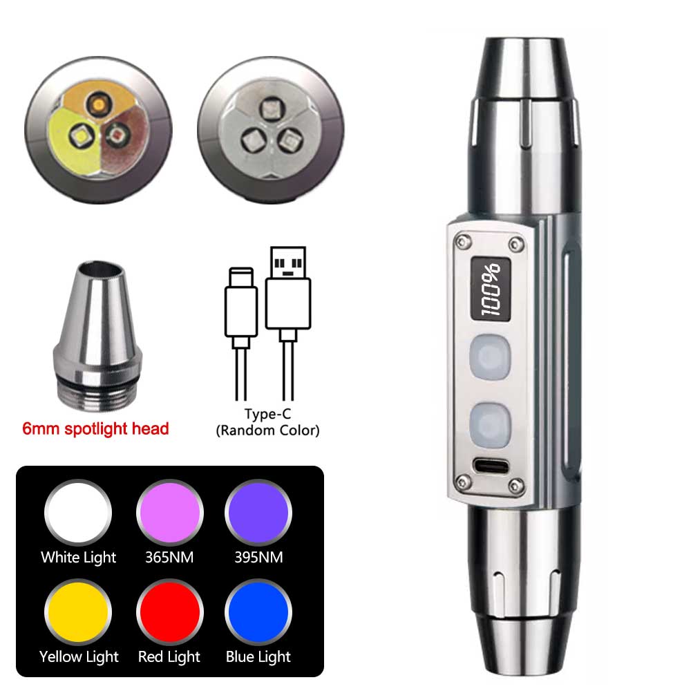 4-в-1 Белый Желтый УФ 365 нм/395 нм светодиодный ЖК-фонарик USB зарядка ювелирные изделия нефритовый камень маркер для пятен от домашних животных руда деньги скорпион свет