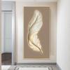 Golden White Feathers Posters Wall Art Room Decor Luxury Abstract Gold Ribbon for Porch Corridor Canvas Painting Home Decoration