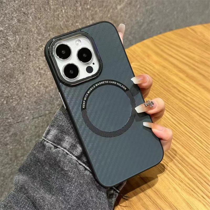 Роскошный магнитный чехол для беспроводной зарядки из углеродного волокна для iPhone 15 Pro Max 14 13 12 Pro, мужской защитный чехол от падения
