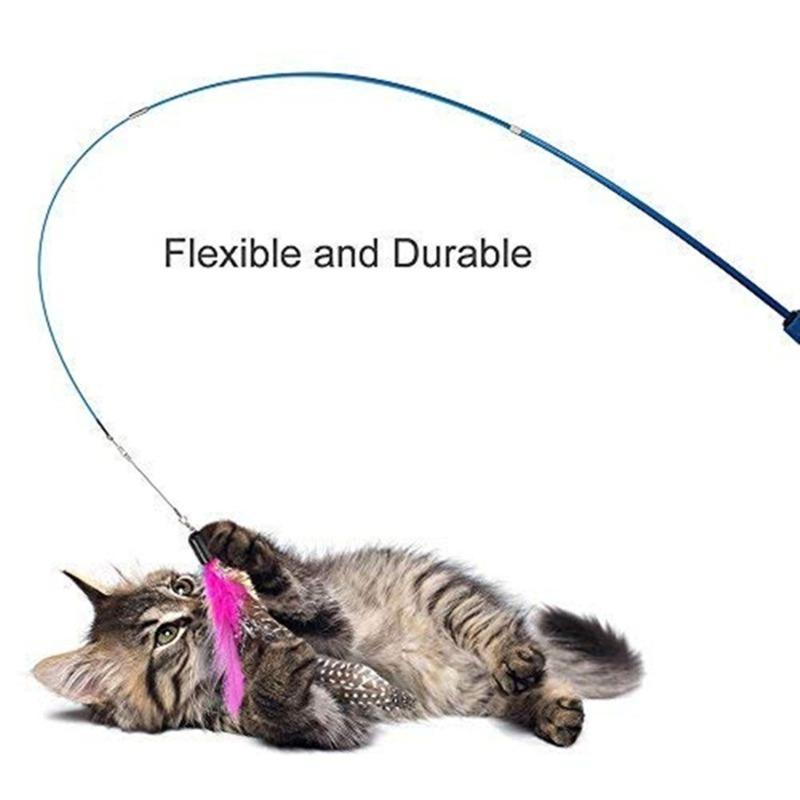 Pet Cat Toy Super Long Three Section Telescopic Rod Retractable Cat Teaser Stick Cat Teaser Supplies