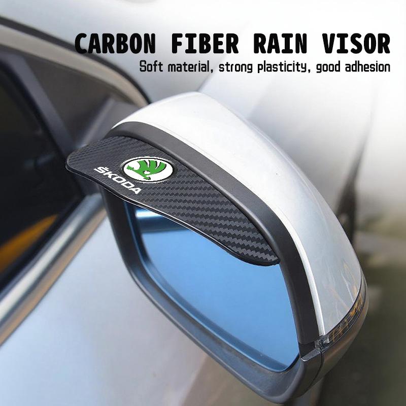 2PCS Car Rearview Mirror Rain Eyebrow Sticker Auto Accessories For Skoda S Kodiaq Octavia 2 3 Yeti Karoq Rapid Fabia VII VRS yan377