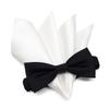 Gran Creer Bow Tie and Pocket Square Solid Made In Fujiyama Gran Black and White X Set, Silk, Adult, Color, Japan, Weave, Wedding, Brand Creer,
