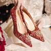 Fashion Women High Heel Shoes Elegant Fashion Pointed Tip Fine High Heels Womens Water Diamond Banquet Party Wedding Shoes Zapatos Mujer