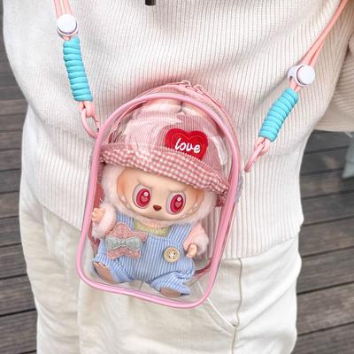 Labubu Защитный чехол Labubu Sitting Party 15 см Хлопковая кукольная сумка через плечо Сумка для хранения из ПВХ Labubu Прогулочная сумка пылезащитная