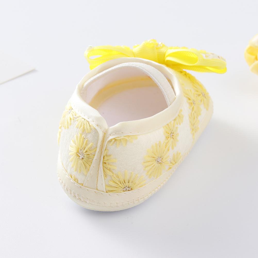 Туфли на плоской подошве для маленьких девочек, нескользящая мягкая подошва, симпатичные туфли с бантом, свадебные туфли для новорожденных принцесс, первые походки для малышей 0-12 месяцев