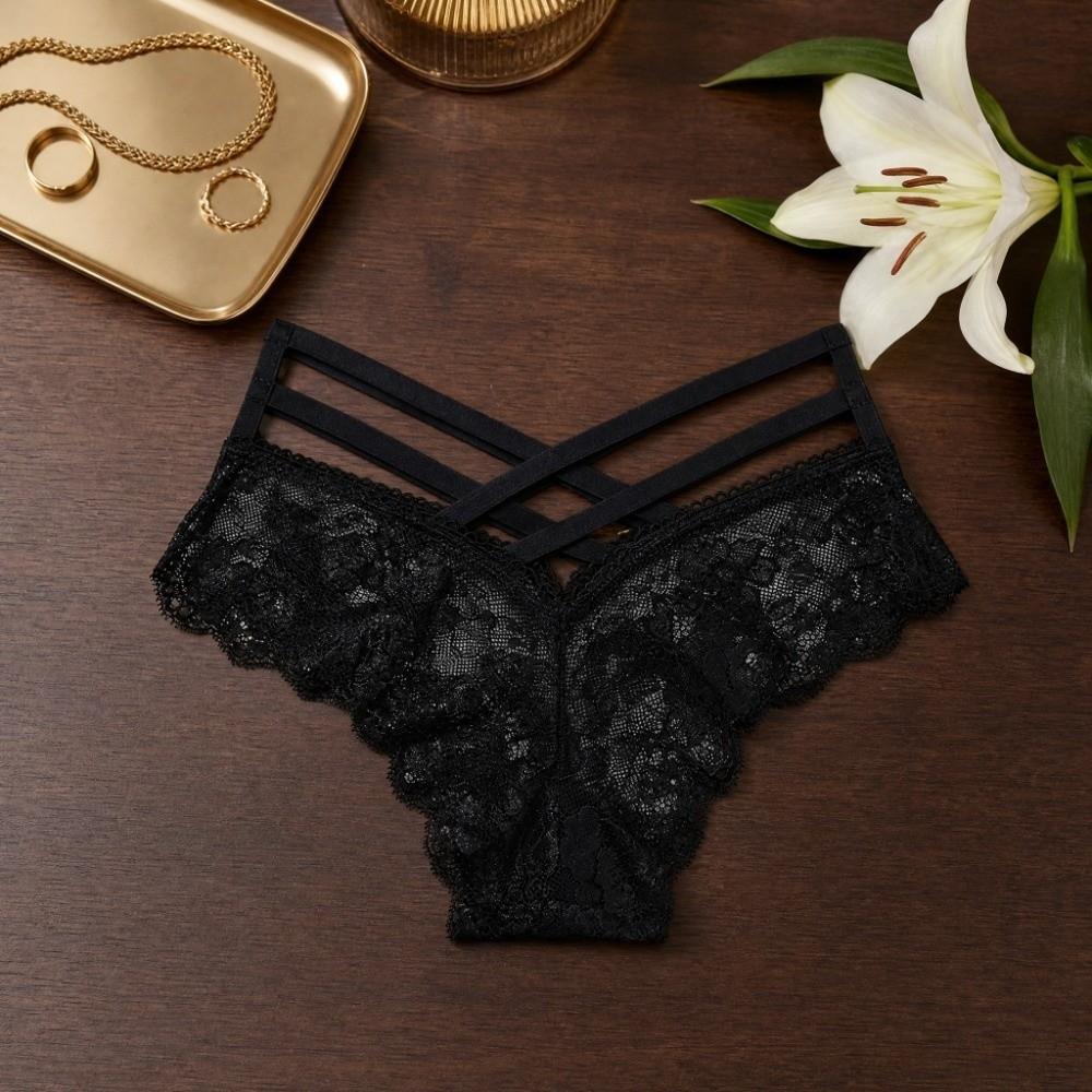 Underwear Women Lace Floral Thong Low-Rise T-back Panties Lace Solid Briefs Female