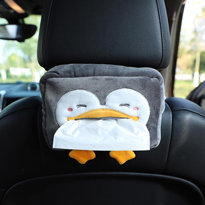 Мультяшный держатель для салфеток, милые короткие плюшевые коробки для салфеток, кронштейн, автоподлокотник, коробка для спинки автомобильного сиденья, автомобильные украшения, автомобильный держатель для салфеток