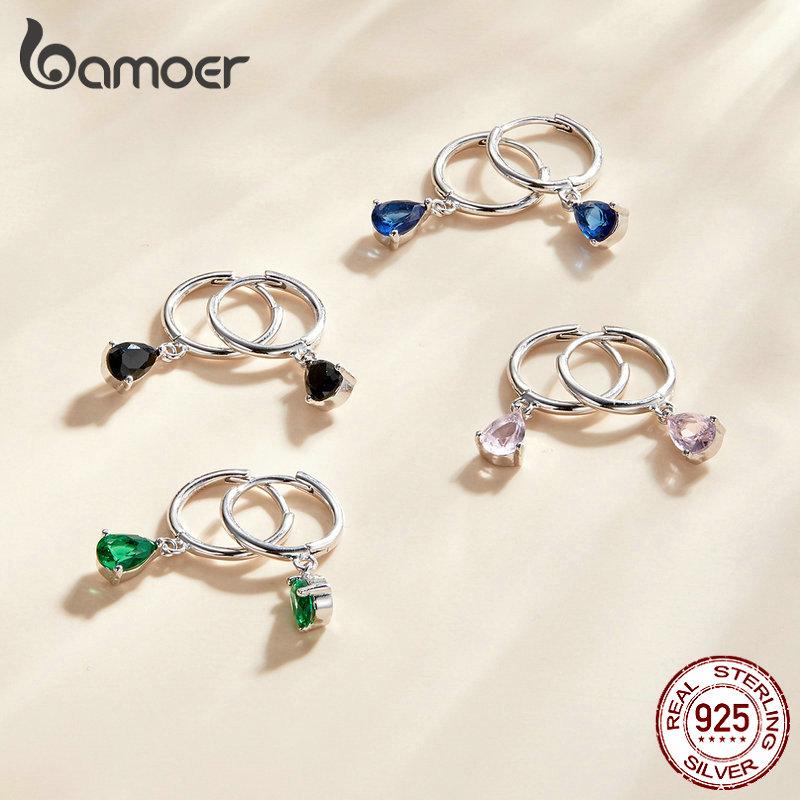 BAMOER 925 Sterling Silver Hypoallergenic Water Drop Ear Buckles for Women Delicate Jewelry