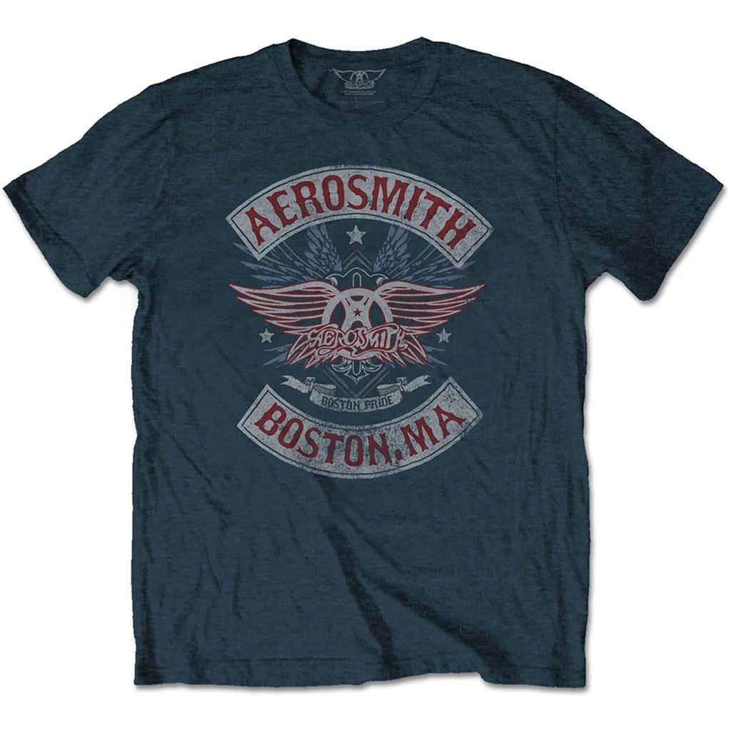 Мужская футболка с лицензированным изображением группы Aerosmith, Стивена Тайлера и Джо Перри, Бостон, Массачусетс.
