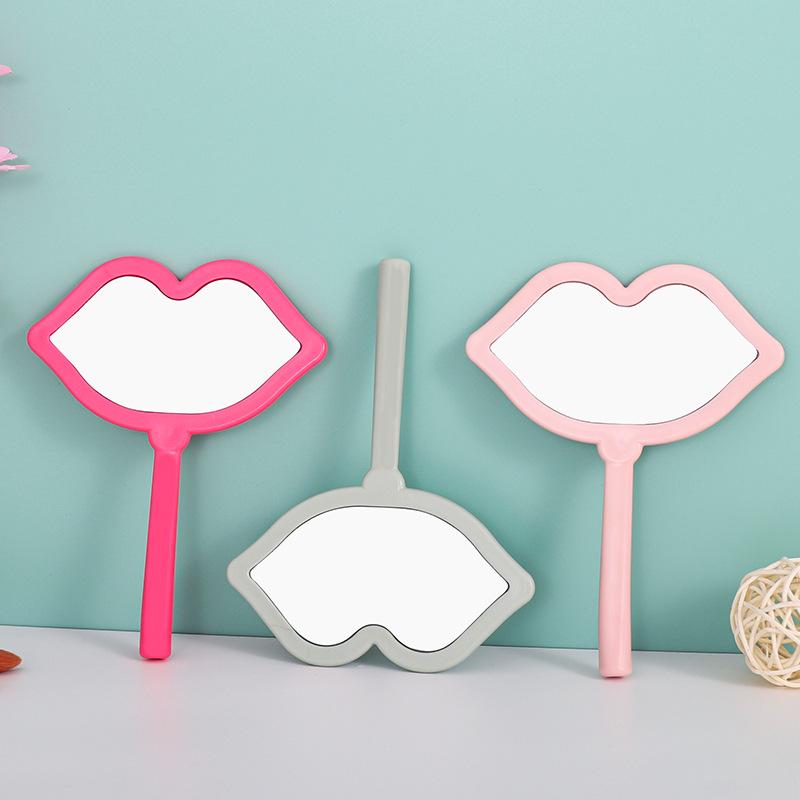 Lip-Shaped Handheld Makeup Mirror with Customizable Handle: Portable HD Mini Mirror for DIY Touch-Ups