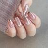 24 Pieces Short False Nails Press-on Nails Glitter Manicure Nail Patches 10ml