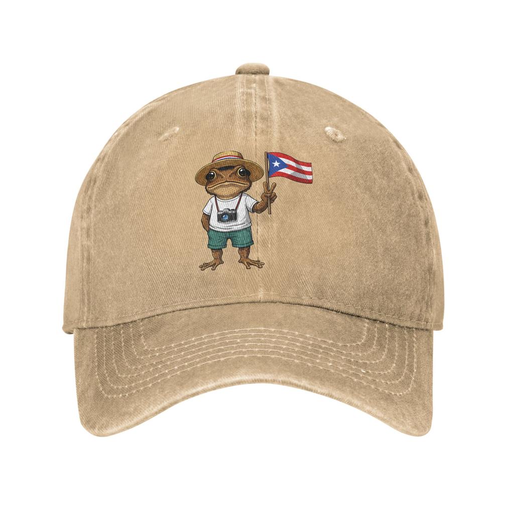 Summer Coqui Frog Puerto Rico Flag Puerto Rican Taino Boricua Baseball Cap Sun Sun-Proof Washed Trucker Hat Snapback Cap