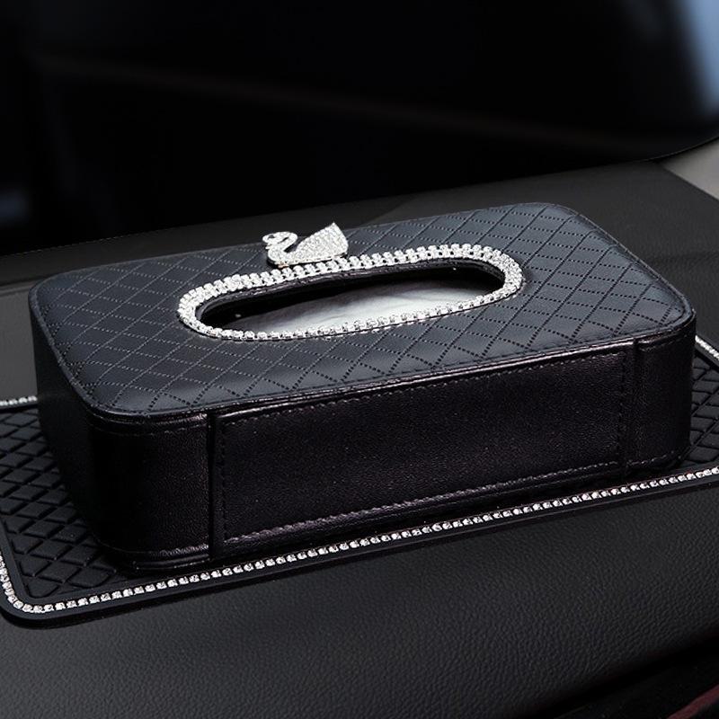 Креативная коробка салфеток для автомобиля с изображением лебедя и бриллиантов - чехол для салфеток на спинку сиденья с мультяшным дизайном