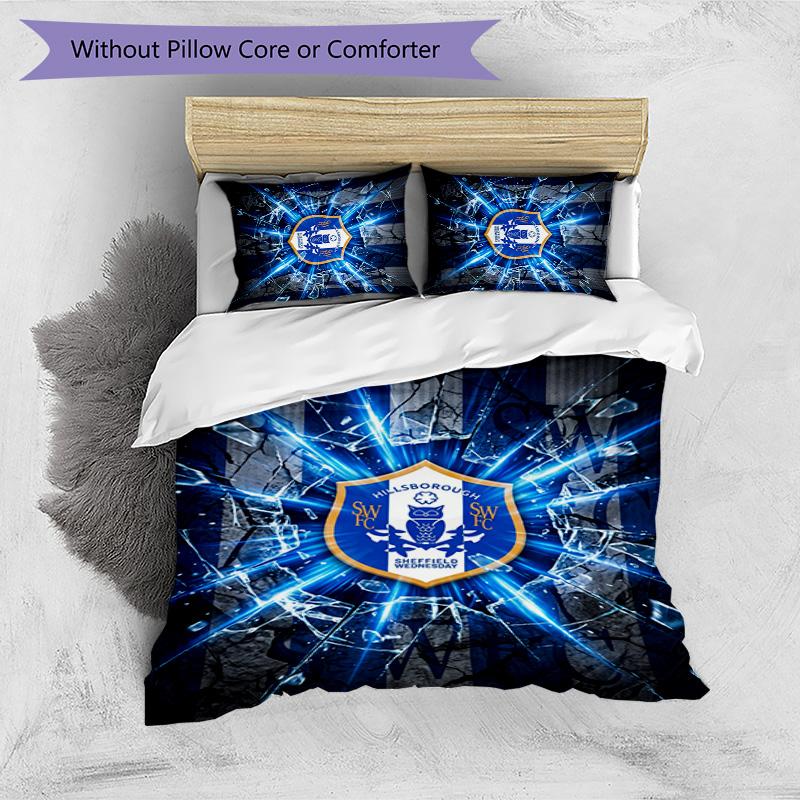 Sheffield Wednesday Football Printed 3 Pieces Bedding Set, Comfortable Skin Friendly Bedroom Duvet Cover Set