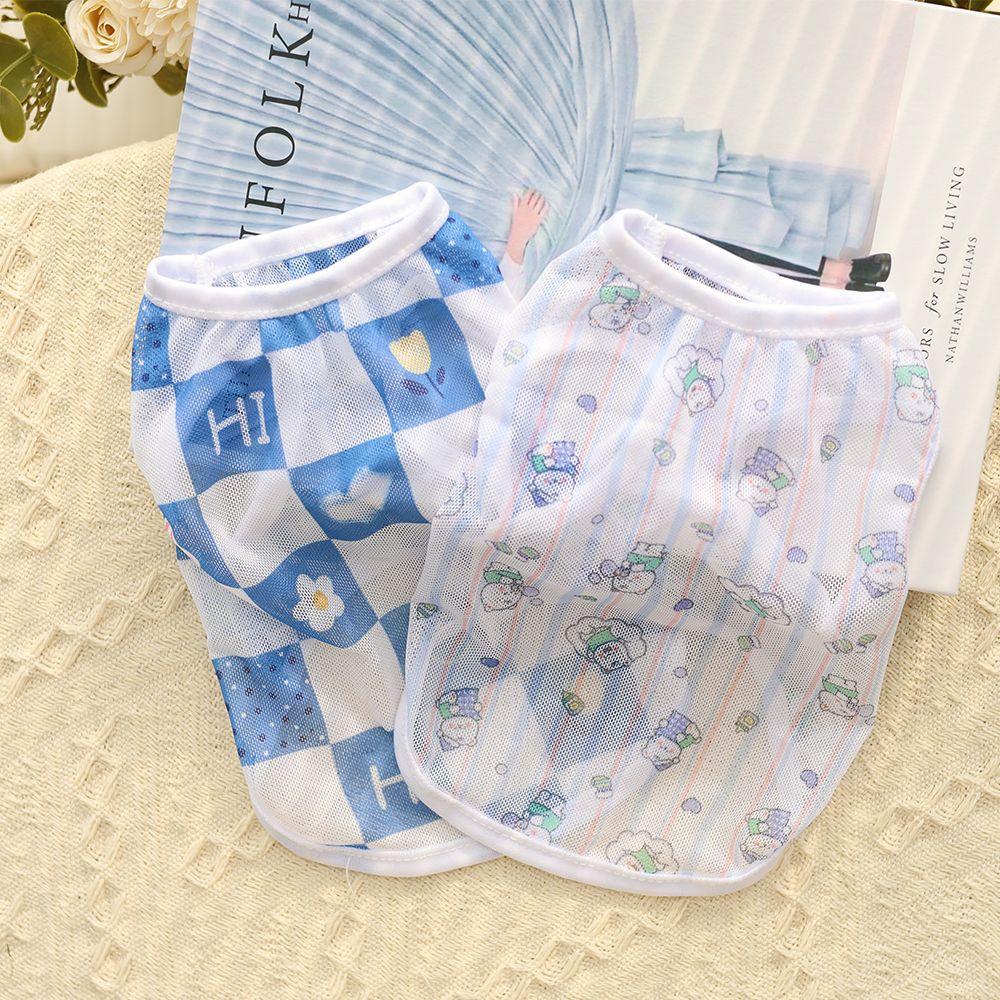 Милый мультяшный тонкий жилет для домашних животных, летняя дышащая сетчатая одежда для щенков для кошек, собак, кошек, одежда для маленьких собак