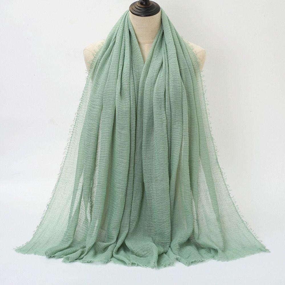 10 Colors Crinkle Hijab Scarf Cotton Linen Bubble Solid Turban Pleated Plain Hijab
