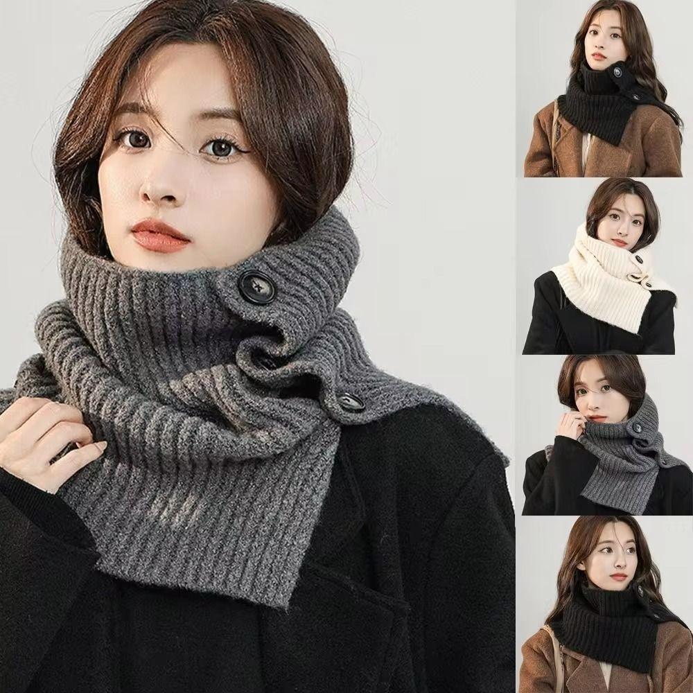Solid Color Knitted Turtleneck Scarf Detachable Turtleneck Neck Warmer Woolen Neck Wrap Women