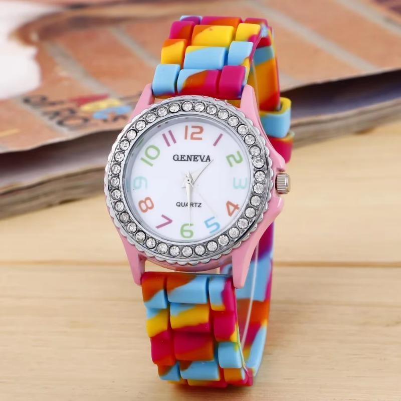 New Rainbow Fashion Women Watches Luxury Camouflage Women Quartz Watch Girl Silicone Waterproof Dress Wristwatch Female Clock