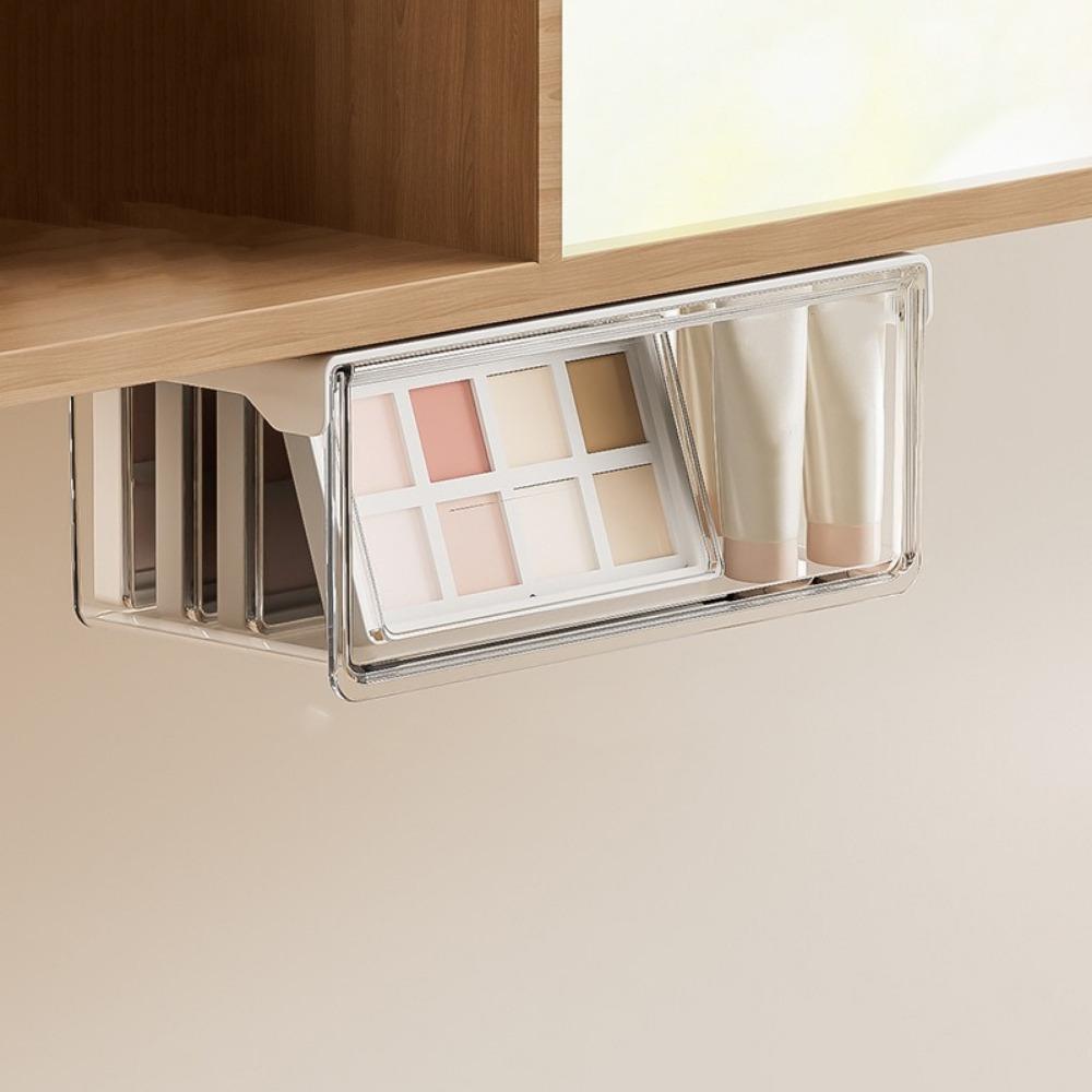 Plastic Under Desk Drawer Organizer Self Adhesive Qtip Holder for Swabs Floss