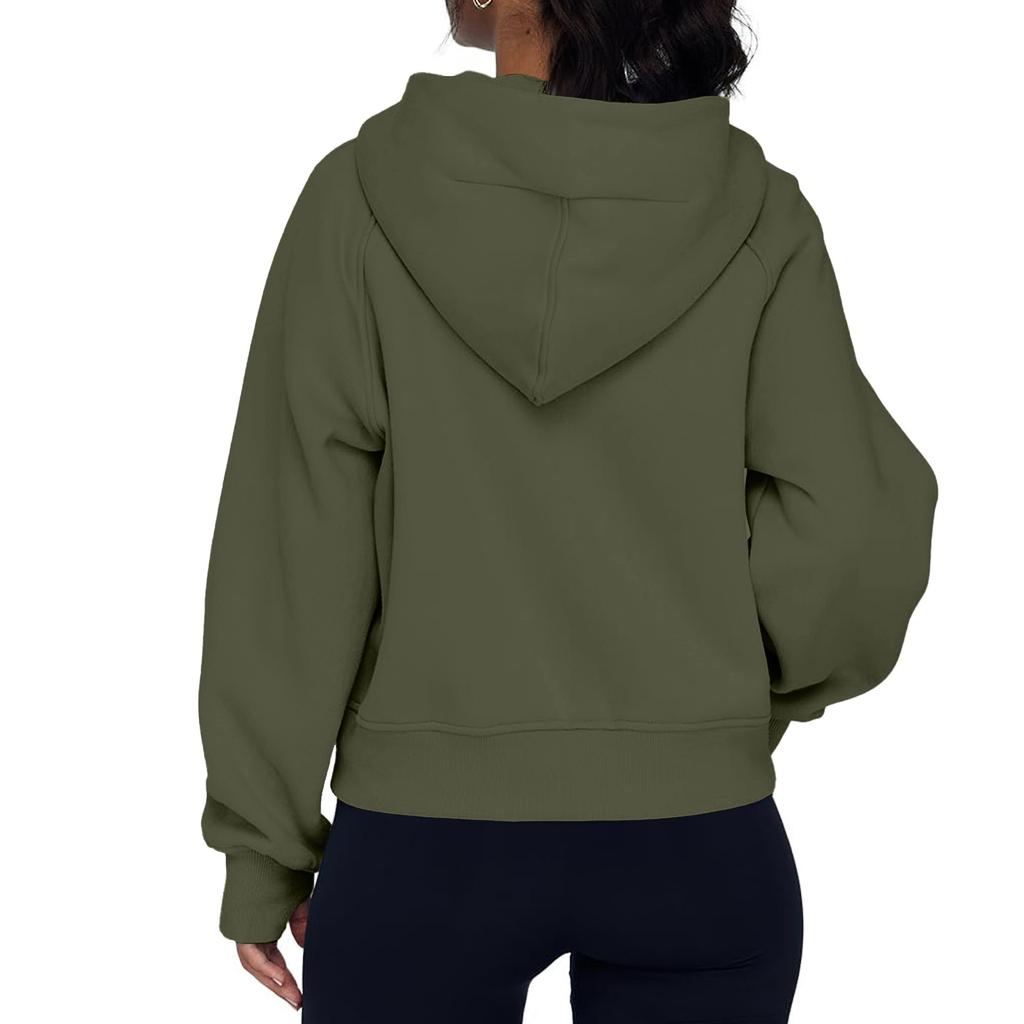 Женские толстовки с длинным рукавом, повседневные толстовки на молнии, толстовки с отверстиями для большого пальца, пальто, куртки с карманами