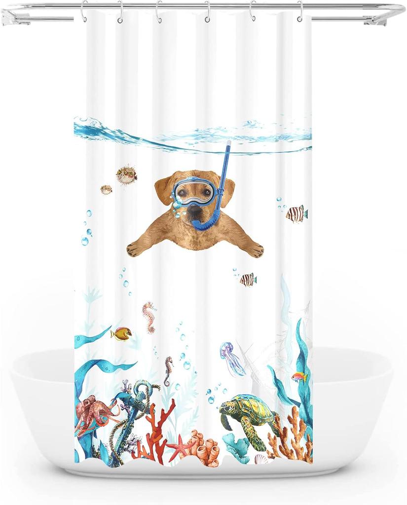 Забавная японская кошка Занавеска для душа Милая Забавная Крутая Кошка Монстр Акула Занавески для душа для ванной Винтажные Океанские волны Аниме Детские