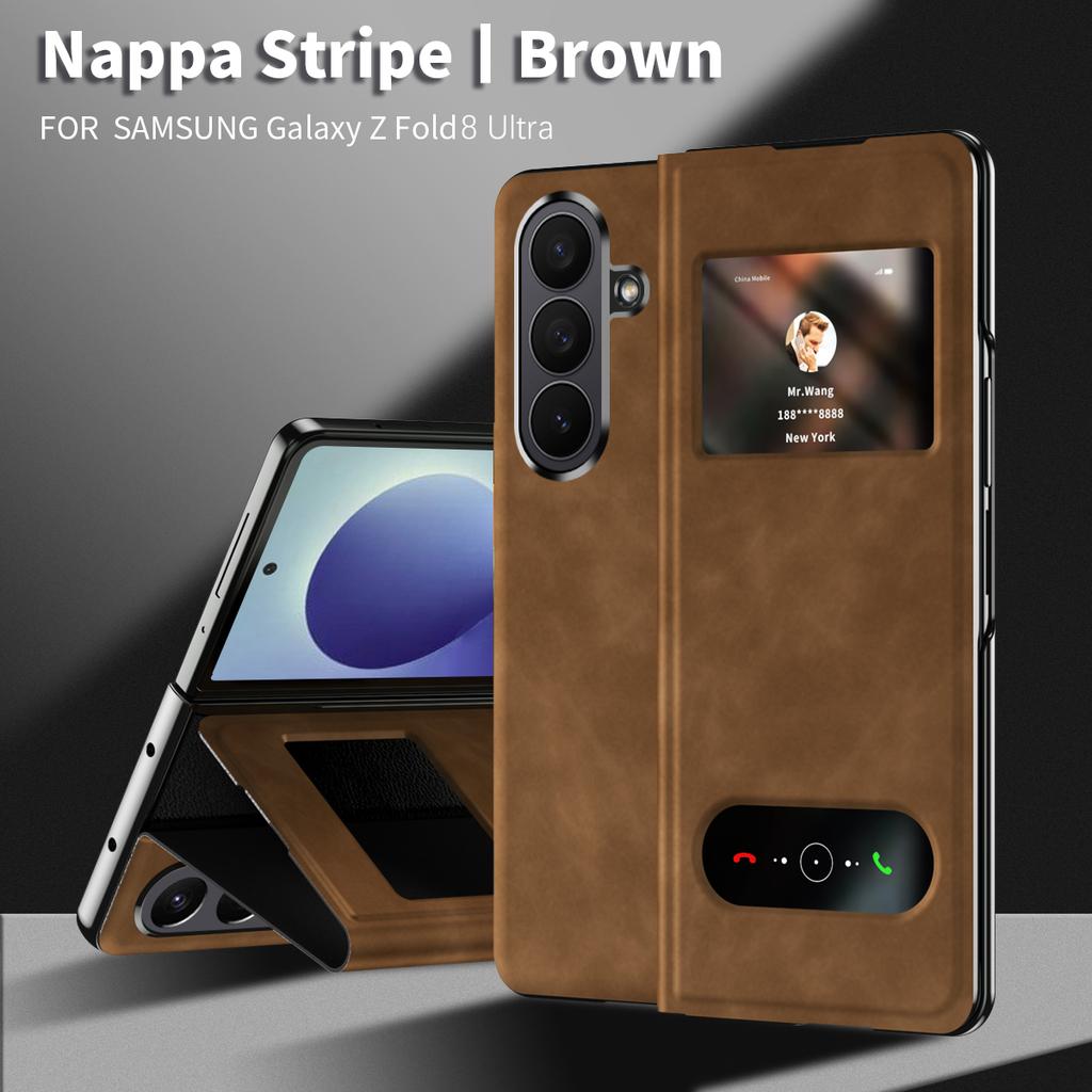 For Samsung Galaxy Z Fold 8 Ultra 7 6 5 4 Case Solid Color Flip Pu Leather Holder Design Protective Shell Protection Back Cover