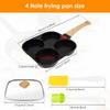Non Stick 4-Cup Egg Frying Pan with flipping Lid Aluminum Pancake Egg Cooker with Spatula and Brush Burgers Omelet Cooking Pan