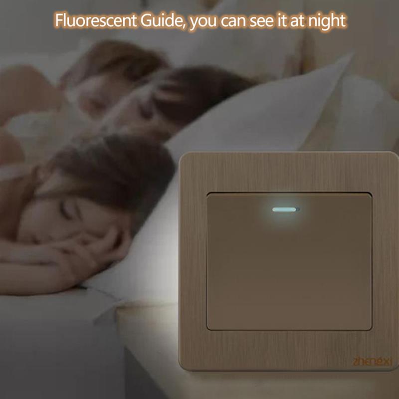 Золотой настенный переключатель 1/2/3/4 группы, 1-сторонняя кнопка, настенный выключатель, кнопка включения/выключения