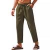 Трансграничные мужские льняные повседневные брюки Amazon, эластичная талия, брюки на кулиске, йога, пляжные, летние
