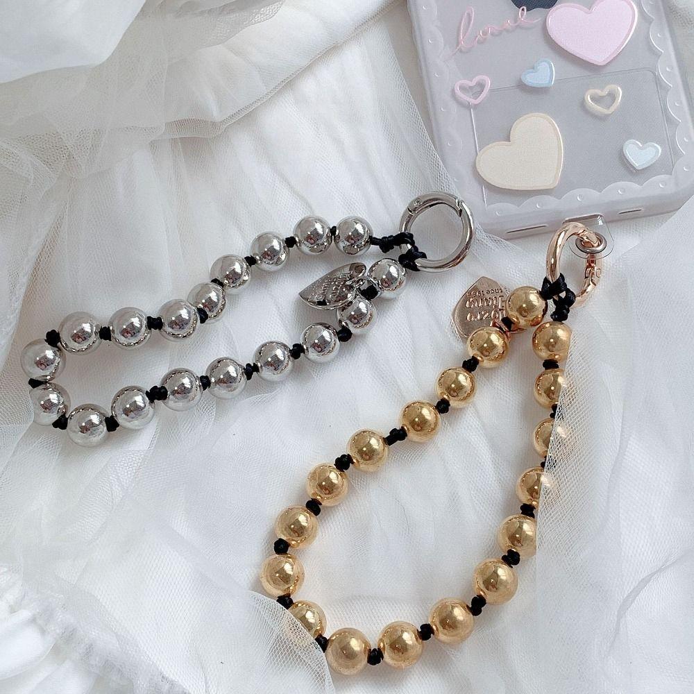 Fashion Phone Wrist Strap Love Heart Beaded Pendant Lanyard Phone Chain Phone Lanyard