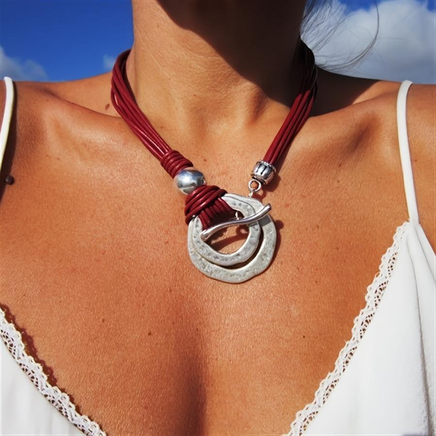 Богемский серебряный цвет двухслойное кольцо кулон ожерелье старинные ювелирные изделия памятный подарок