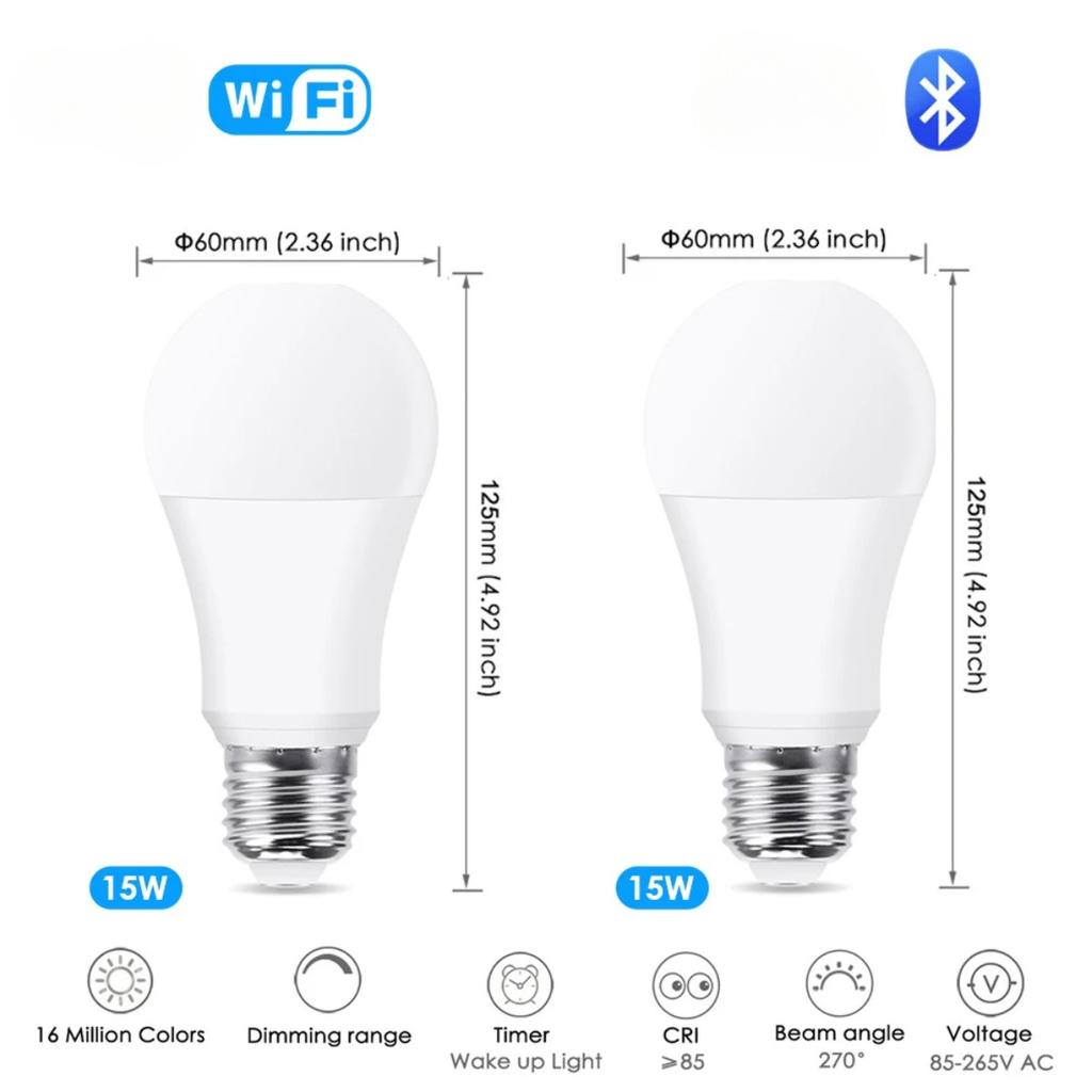 HOMZY Смарт-лампа Wi-Fi/Bluetooth E27 RGB Alexa Светодиодная лампа Умные лампочки AC 85-265V Умные лампы для Google Assistant Smart Life