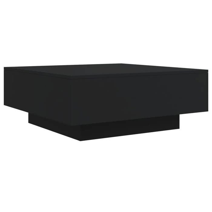 VidaXL Table Basse avec Lumières LED, Table d'Appoint, Bout de Canapé, Meuble de Salon Salle de Séjour, Moderne, Noir Bois 836589