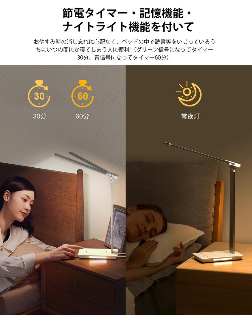 Stand Lamp, Desk Light, Double Light Bar, Ultra Bright, 5 Levels of Dimming and Color Adjustment, Touch Sensor, Multi-Angle Adjustment, Timer